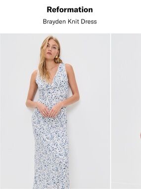 Reformation Brayden Knit Dress - White with Blue Floral